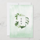 トロピカルグリーンの葉が彩るモダンミニマルウェディング 招待状 (裏面)