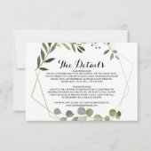 トロピカルグリーンの葉のウェディング詳細挿入カード 招待状 (正面)