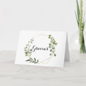 トロピカルグリーンの葉のスペイン語感謝カード サンキューカード (正面)