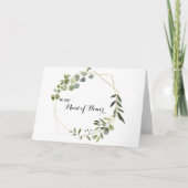 トロピカルグリーンの葉のメイドオブオナー感謝カード サンキューカード (正面)