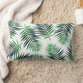 トロピカルグリーンアイランドパーム葉ズ ランバークッション (ブランケット)