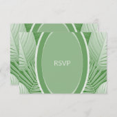 トロピカルグリーンウェディングRSVPレスポンスカード 出欠カード (正面/裏面)
