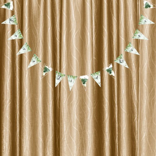 トロピカルグリーンウォーター結婚カラーモンステラ バンティングフラッグ