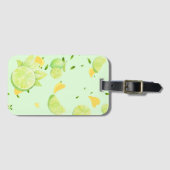 トロピカルグリーンシトラス夏オレンジレモンスライス ラゲッジタグ (正面横)