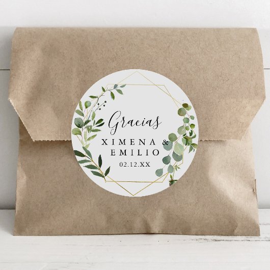トロピカルグリーンスペインのサンキュー結婚式の引き出物 ラウンドシール