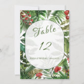 トロピカルグリーンズボタニカルテーブルナンバーカード 招待状 (裏面)