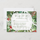 トロピカルグリーンズボタニカルRSVPカード 出欠カード (正面)