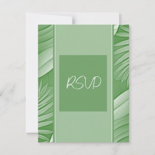 トロピカルグリーンテーマの結婚式への返信カード 出欠カード (正面)