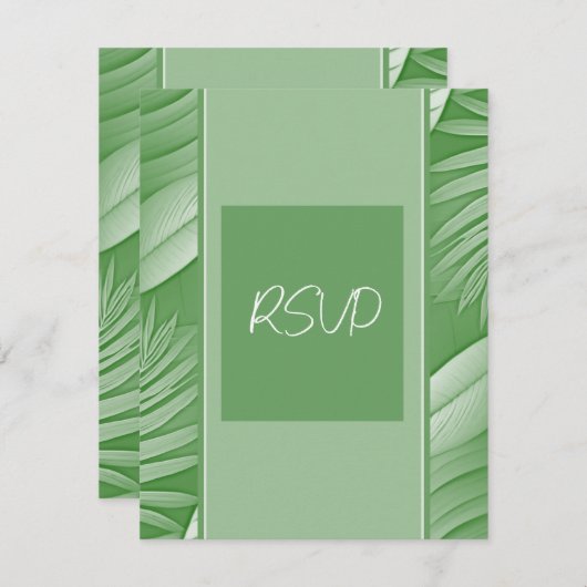 トロピカルグリーンテーマの結婚式への返信カード 出欠カード (正面/裏面)