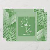 トロピカルグリーンテーマ水平結婚式招待状 招待状 (正面/裏面)