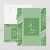 トロピカルグリーンテーマ結婚式招待状はがき インビテーションポストカード (正面/裏面)
