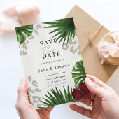 トロピカルグリーンナリー ウェディング セーブ・ザ・デート 招待状