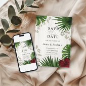 トロピカルグリーンナリー ウェディング セーブ・ザ・デート 招待状