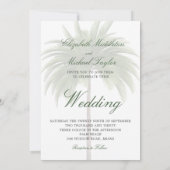 トロピカルグリーンパームエレガントモダン結婚の木 招待状 (裏面)