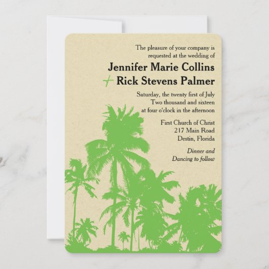 トロピカルグリーンパームズ結婚式招待状 招待状 (正面)