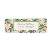 トロピカルグリーンパームツリーズオンピンク差出人住所 ラベル (正面)