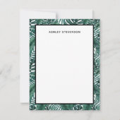 トロピカルグリーンパームモンステラ葉名前をカスタムする ノートカード (正面)