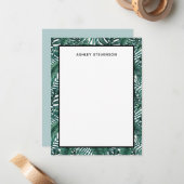 トロピカルグリーンパームモンステラ葉名前をカスタムする ノートカード (正面/裏面インサイチュ)