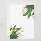 トロピカルグリーンパームリーフゴールドバルーン オーベイビー 招待状 (裏面)