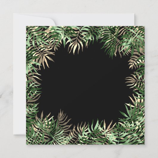 トロピカルグリーンパームリーフシダウッドランドグリーン 招待状 (裏面)