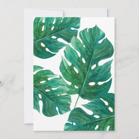 トロピカルグリーンパームリーフハワイアンサマー結婚ズ 招待状 (裏面)