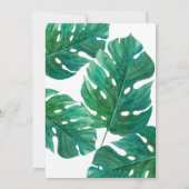 トロピカルグリーンパームリーフハワイアンブライダルシャワー 招待状 (裏面)