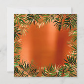 トロピカルグリーンパームリーフフレームオレンジコーラルゴールド 招待状 (裏面)