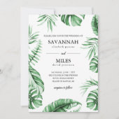 トロピカルグリーンパームリーフフレーム結婚式招待状 招待状 (正面)