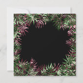 トロピカルグリーンパームリーフフレーム ブラック ホワイト バーガンディ 招待状 (裏面)