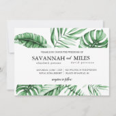 トロピカルグリーンパームリーフボーダー結婚式招待状 招待状 (正面)