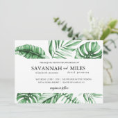 トロピカルグリーンパームリーフボーダー結婚式招待状 招待状 (スタンド正面)