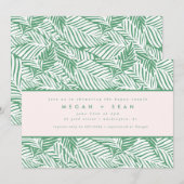 トロピカルグリーンパームリーフ カップル ブライダルシャワー 招待状 (正面/裏面)