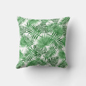 トロピカルグリーンパーム葉ズ夏水カラーアート クッション (裏面)