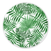 トロピカルグリーンパーム葉ズ夏水カラーアート セラミックノブ (正面)