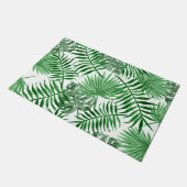 トロピカルグリーンパーム葉ズ夏水カラーアート ドアマット (アングル)