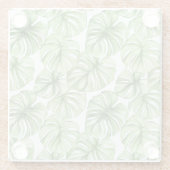 トロピカルグリーンパーム葉 ガラスコースター (裏面)