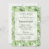 トロピカルグリーンパーム離れ誕生日 招待状 (正面)