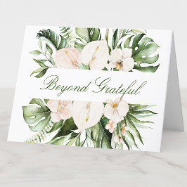 トロピカルグリーンフローラル感謝カード サンキューカード