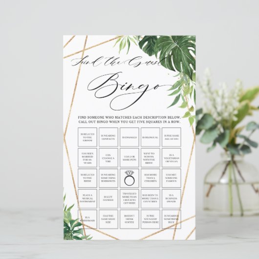 トロピカルグリーンブライダルゲストビンゴゲームを見つける (スタンド正面)