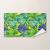 トロピカルグリーンブルーイエローモンステラジャングル葉 バスタオルセット (ハンドタオル)