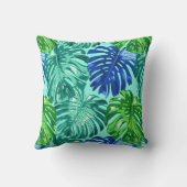 トロピカルグリーンブルーモンスターパーム葉 クッション (裏面)