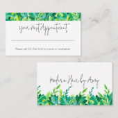 トロピカルグリーンブルーリーフアポイントメントリマインダー 名刺 (正面/裏面)