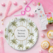 トロピカルグリーンホワイトパームツリーズブライダルシャワー ペーパープレート (パーティー)