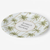 トロピカルグリーンホワイトパームツリーズブライダルシャワー ペーパープレート (アングル)