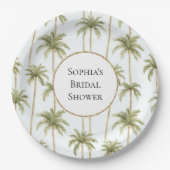 トロピカルグリーンホワイトパームツリーズブライダルシャワー ペーパープレート (正面)