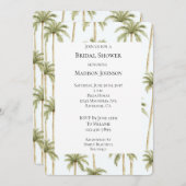 トロピカルグリーンホワイトパームツリーズブライダルシャワー 招待状 (正面/裏面)