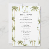 トロピカルグリーンホワイトパームツリーズブライダルシャワー 招待状 (正面)