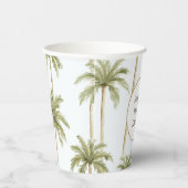 トロピカルグリーンホワイトパームツリーブライダルシャワー 紙コップ (右)