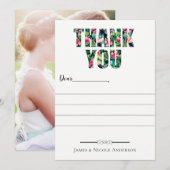 トロピカルグリーンボタニカルフルフォトサンキュー サンキューカード (正面/裏面)