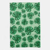 トロピカルグリーンモンステラ葉パーム キッチンタオル (縦)
